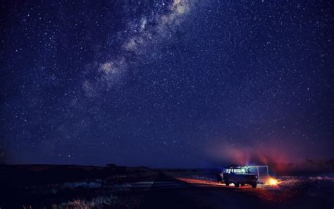 Stars Space Galaxy Milky Way Cabin Night Sky Campfire Hd