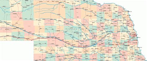 Large Detailed Tourist Map Of Nebraska With Cities And Towns