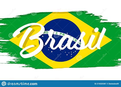 Brasil Flag Of Brazil Banner With Grunge Brush Independence Day