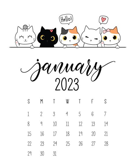 Cute January 2023 Calendar Floral Editable Template Designs