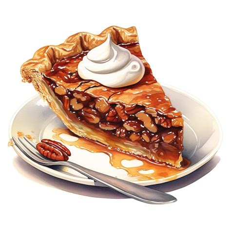 Pecan Pie Foods Illustration Watercolor Style Ai Generated Premium Ai