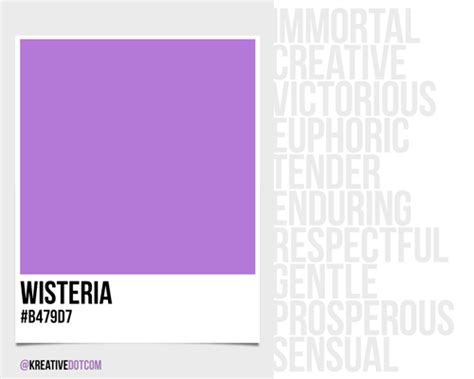 People who make music can attest to this further and are said to have high levels of intelligence, especially if they can read and create original music by playing a variety of musical instruments or using their voice as an instrument in song. How does the color WISTERIA (#b479d7) make you feel? What ...
