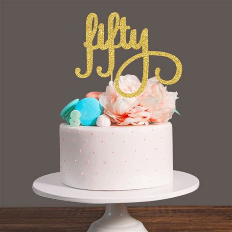 Goldsilverblack Glitter Fifty Cake Topper50th Birthday Party Favors