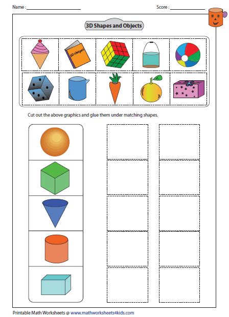 3d Shapes Worksheet Free Kindergarten Math Worksheets Grade 4