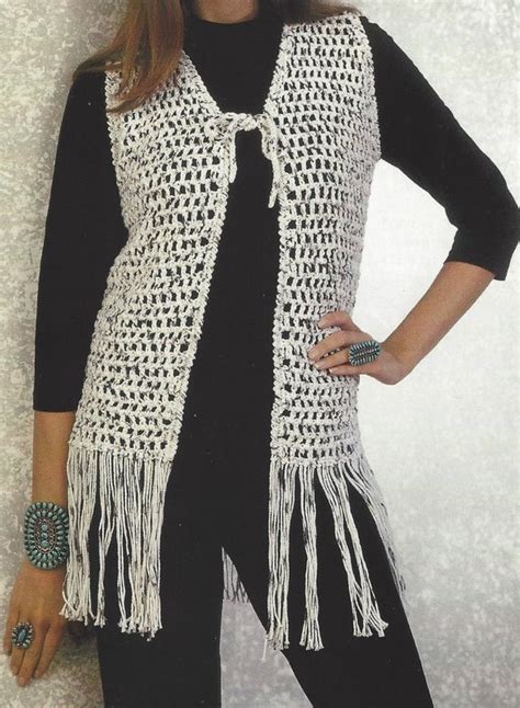 Crochet Retro Fringe Vest Pattern Womens Boho Vest Crochet Pattern