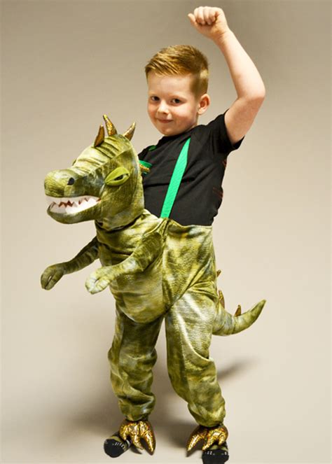 Kids Green Ride On Dinosaur Costume With Sound And Light