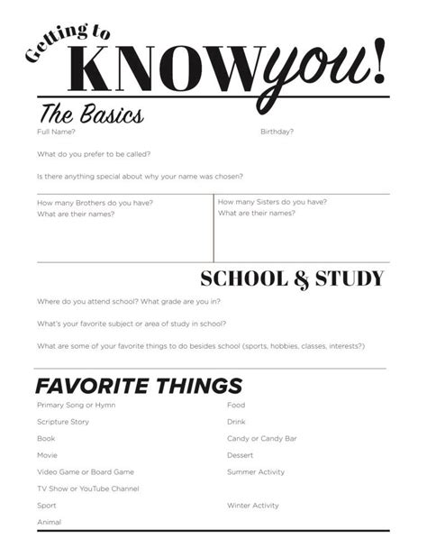 Getting to Know You printable – The Gospel Home | Get to know you