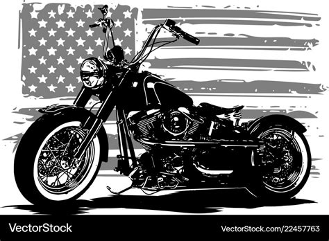 Hand Drawn And Inked Vintage American Chopper Vector Image