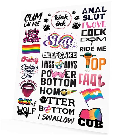 Kink Ink 24 X Hardcore Words And Phrases Temporary Tattoo Male Gay Lgbtq Kinky