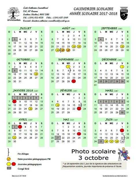 Calendrier Scolaire