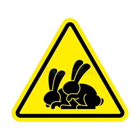 attention rabbit sex caution bunny hare intercourse stock vector illustration of black