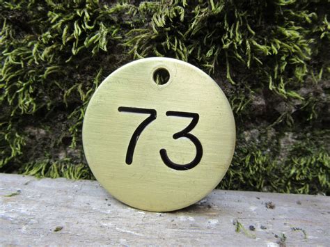 Number 73 Tag Brass Metal 73 Industrial Tag 1973 Birth Year Etsy
