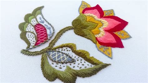 Embroidery Crewel Work How To Embroider A Jacobean Flower Youtube