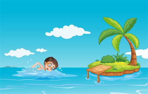 A Boy Swimming At The Beach 526777 Vector Art At Vecteezy