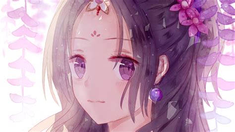 1209 x 1080 jpeg 250 кб. Desktop wallpaper beautiful, anime girl, purple eyes ...