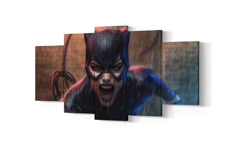 Catwoman 5 Piece Canvas Art Catwoman 5 Panel Wall Art Etsy