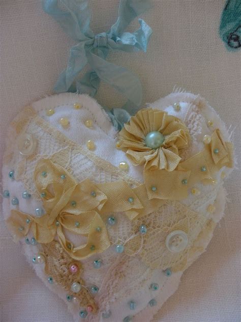 Tea By The Sea Shabby Chic Lavender Heart Sachet Pillowette With