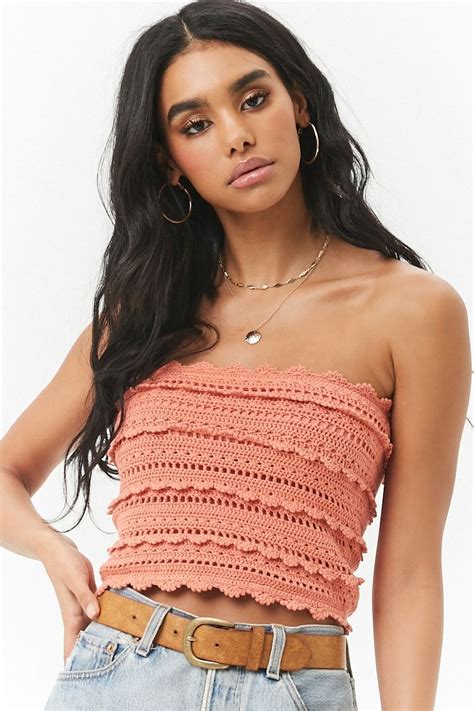 Product Name Crochet Open Knit Cropped Tube Top Category Top Blouses Price Crochet Top