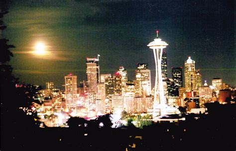 Seattle Washington Night Skyline Seattle Skyline Postcards Someday