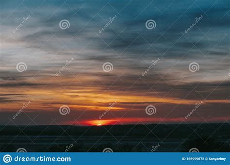 Sunset Amazing Beautiful Sunset Or Sunrise On Sky With Clouds In