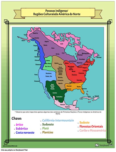 Mapa Dos Povos Indígenas Da América Do Norte Storyboard