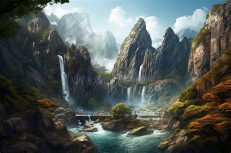 Waterfall Gorge Stock Illustrations 185 Waterfall Gorge Stock