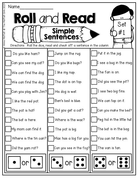 Basic Simple Sentences For Grade 1 Kidsworksheetfun
