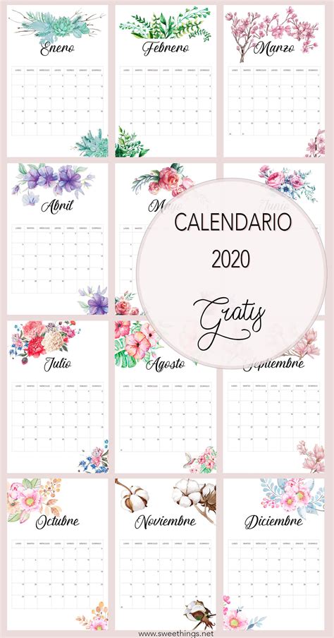 Calendarios 2020 Gratis Para Descargar • My Sweet Things Printable