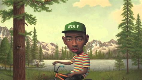Tyler The Creator Comic Photo Wearing Green Cap And Colorful Striped