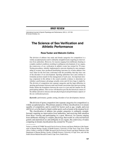 Pdf The Science Of Sex Verification And Athletic Performance