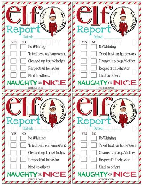 Printable Free Elf On The Shelf Behavior Report Printable Word Searches