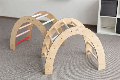 Wood Indoor Climbing Arch With Sliding Board Baby Climber Etsy