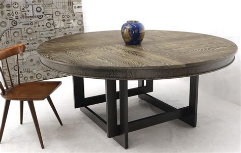 Large Oversize In Diameter Round Cerused Limed Oak Dining Table At