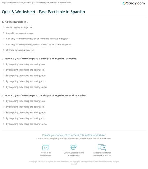 It is unknown what the answers to the computer science worksheet. Quiz & Worksheet - Past Participle in Spanish | Study.com