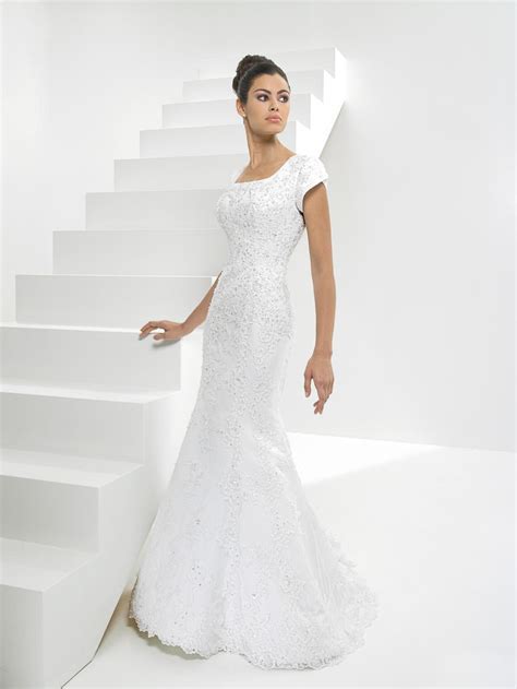 Mermaid wedding dress is one of the most popular silhouettes, and it is certainly not lacking in wow factor. Scoop Beaded Net Mermaid/Trumpet Modest Wedding Dress With ...