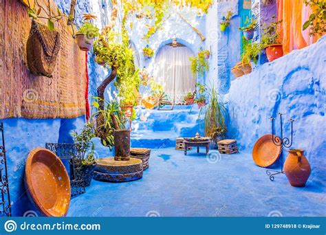 Street In Blue City Medina In Chefchaouen Morocco Africa Stock Photo