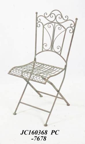 Decorative Rustic Wrought Iron Metal Outdoor Patio Folding Chair