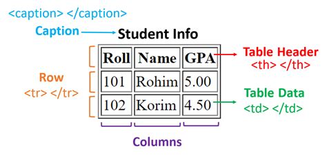 Html Code For Creating Table On The Webpage And Output Hsc