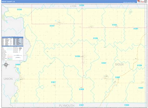 Sioux County Ia Zip Code Wall Map Basic Style By Marketmaps Mapsales