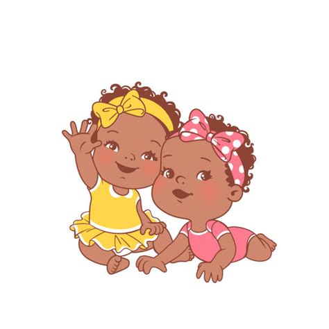Cartoon Of The Black Twins Illustrations Royalty Free Vector Graphics