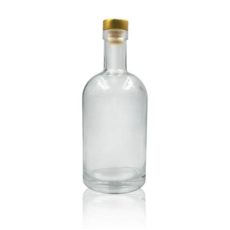 Wholesale Round Clear Vodka Bottle Glass Bottle 750ml Spirit Bottle