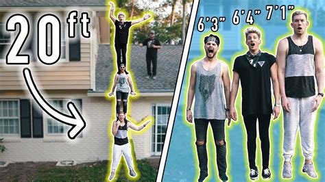 20ft Tall Human Record 7ft Tall Guy And Two 6ft Tall Guys Youtube C46