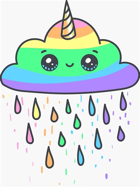 Glubby The Cute Rainbow Unicorn Cloud Sticker By Starquake Redbubble