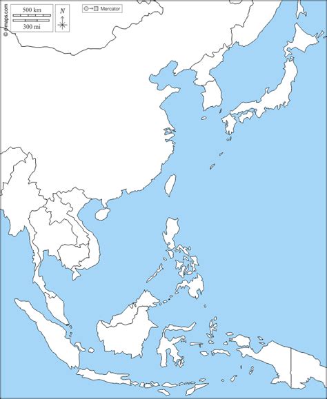East Asia Free Map Free Blank Map Free Outline Map Free Base Map States