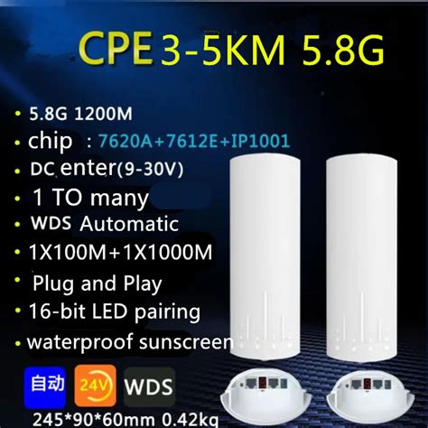 9344 9331 3 5Km 10 100 1000M Chipset Wifi Repeater Cpe Lange Bereik 1200Mbps5 8G Outdoor