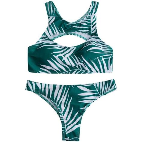 Cut Out Tropical Bikini 810 Mkd Liked On Polyvore Featuring Swimwear