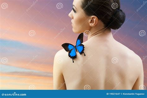 Butterfly Woman Stock Image Image Of Caucasian Relaxation