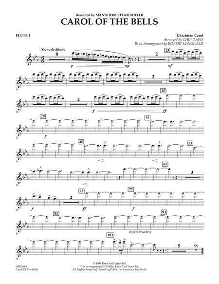 Download Carol Of The Bells Flute 1 Sheet Music By Mannheim