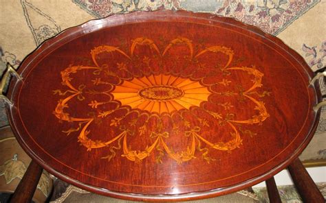 Large Marquetry Inlaid Mahogany Tray Antiques Atlas