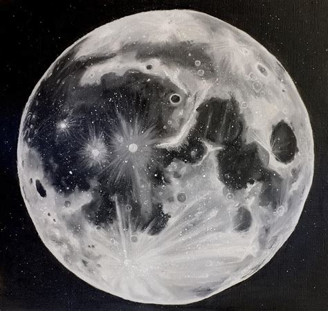 Moon Painting In Black And White Painting By Heather Strazza